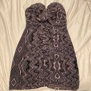 Guess strapless black patterned dress